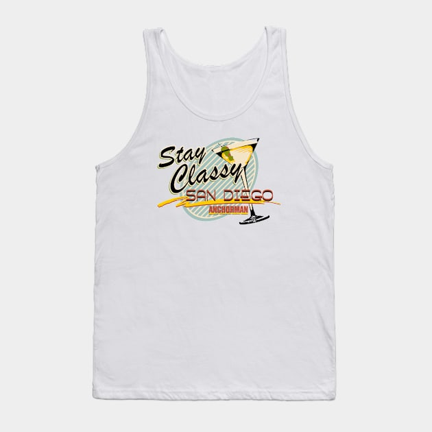 Anchorman Stay Classy San Diego Martini Glass Tank Top by Story At Dawn 